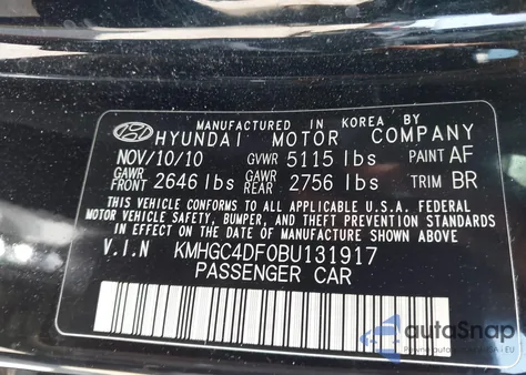 2011 Hyundai Genesis 4.6 z USA, uszkodzony, nr VIN KMHGC4DF0BU131917